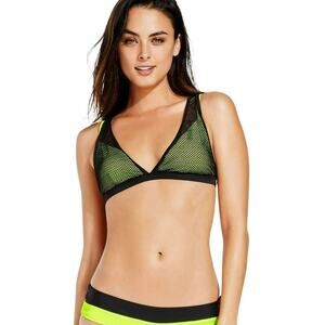 Fabletics Neon Yellow Mesh Top Reversible Bottom Bikini Set Womens